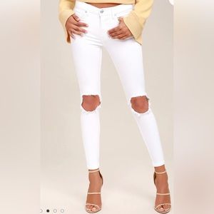 White Free People Knee Cutout Jeans in size 28